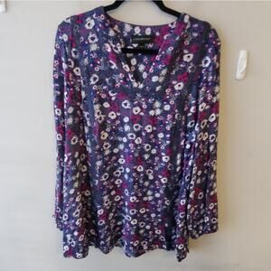 Lane Bryant floral long sleeve boho peasant ric rac shirt plus size 14/16 New!!!